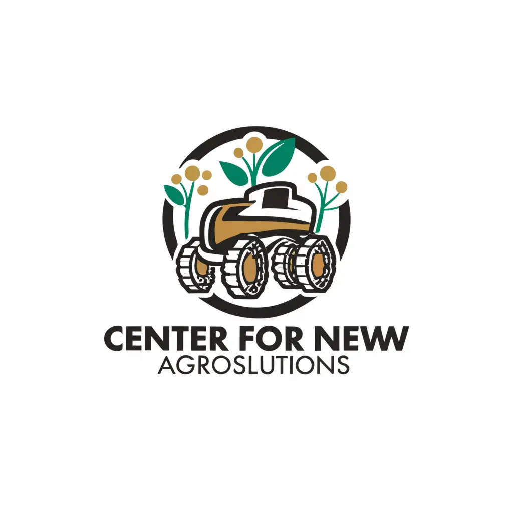 a logo design,with the text "Center for New AgroSolutions", main symbol:four-wheeled robotic sprayer in a potato field,Minimalistic,be used in Technology industry,clear background