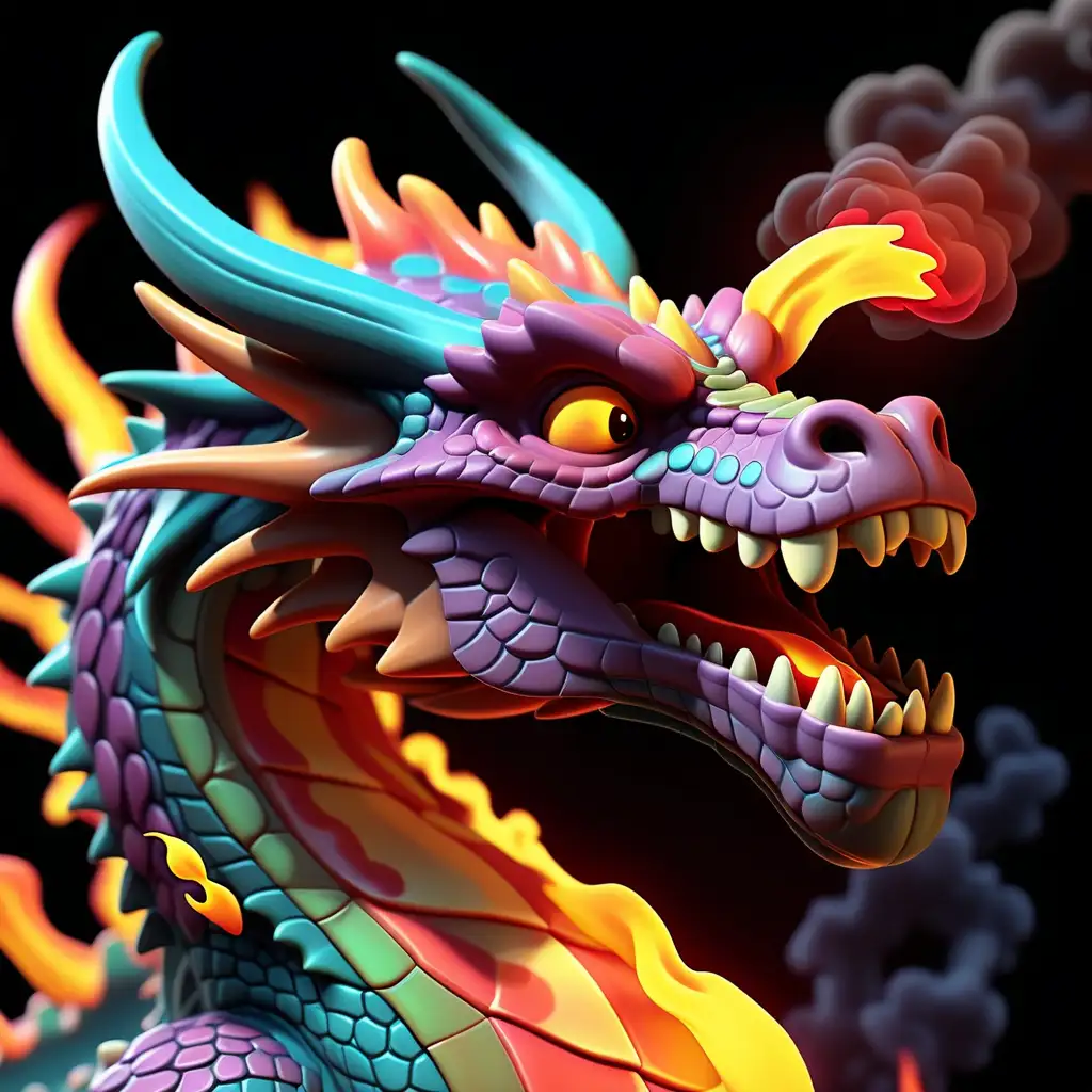 Vibrant Animated Dragon Breathing Fire Fantasy Illustration