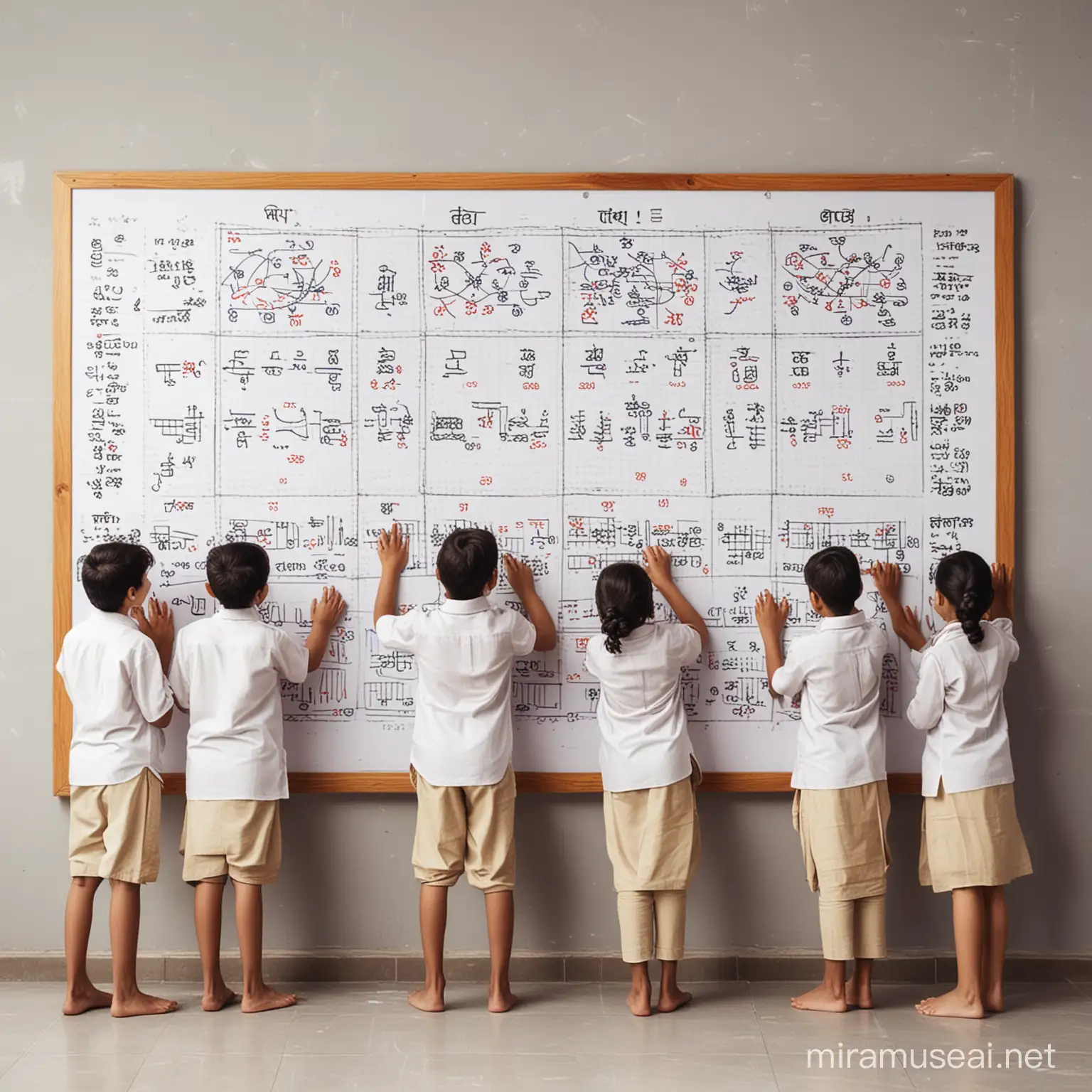 Boys and Girls Solving Vedic Maths on Whiteboard Educational Mathematics Activity Flyer