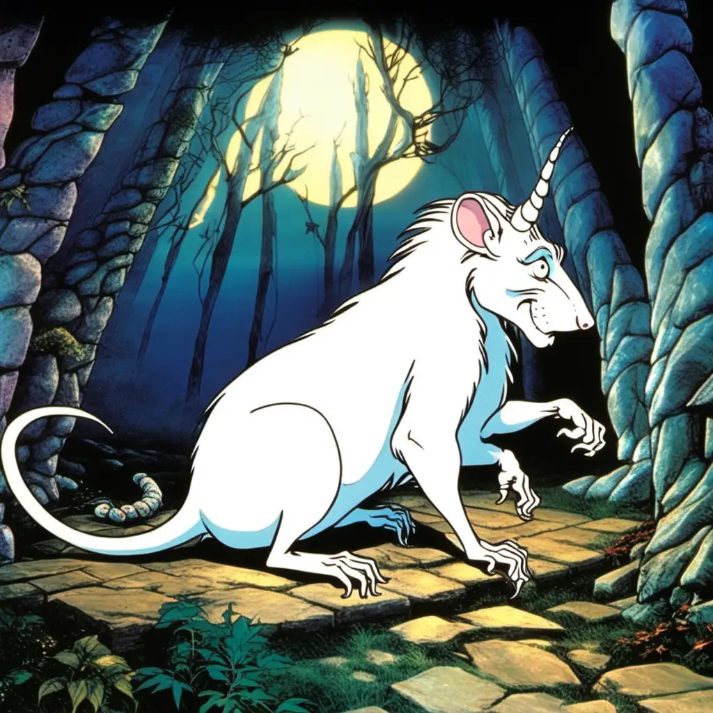 Enchanting Scene Tribute to The Last Unicorn Movie with Giant Rat