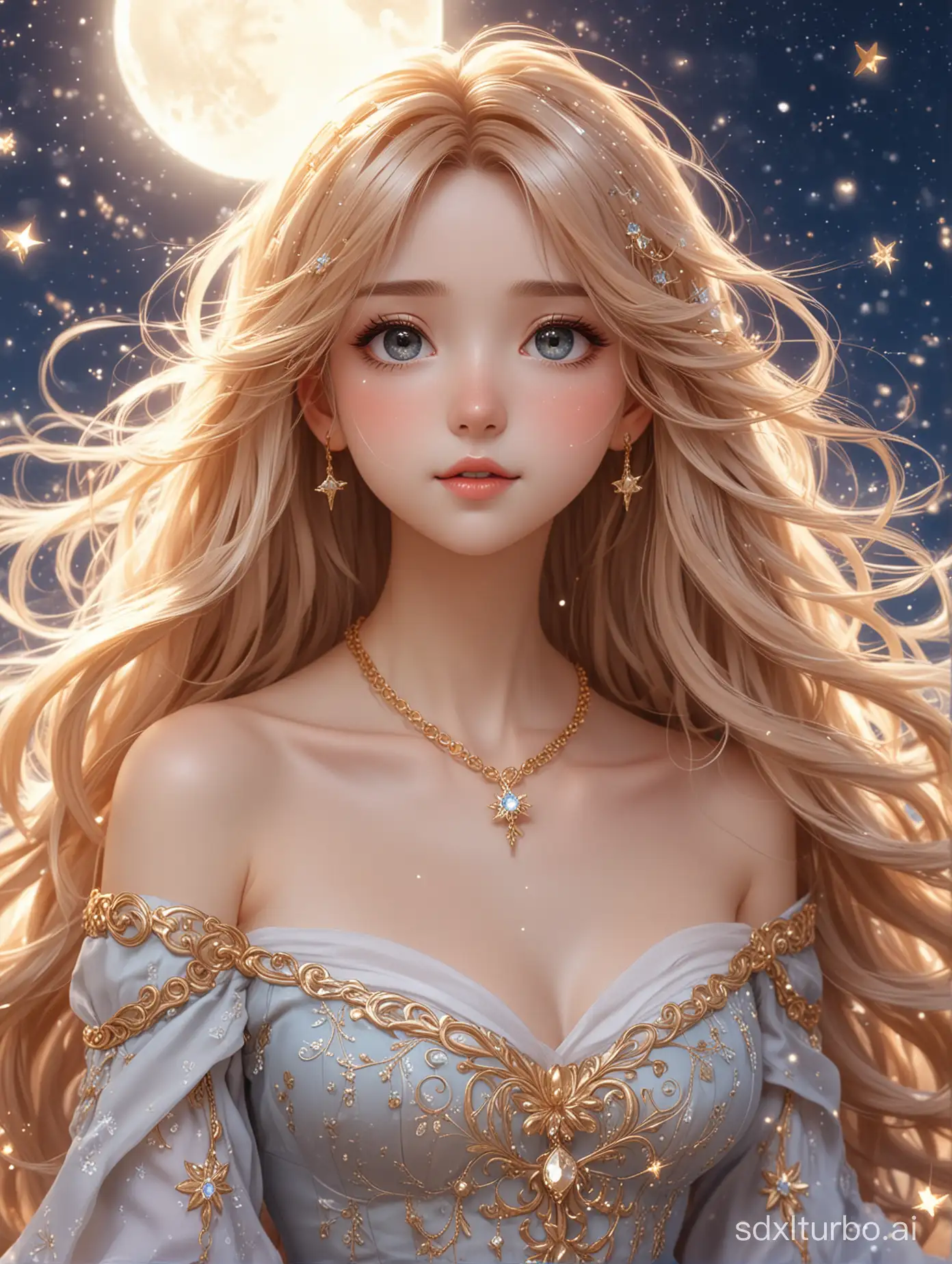 Ethereal-Anime-Girl-with-Flowing-Hair-and-Starry-Sky-Background