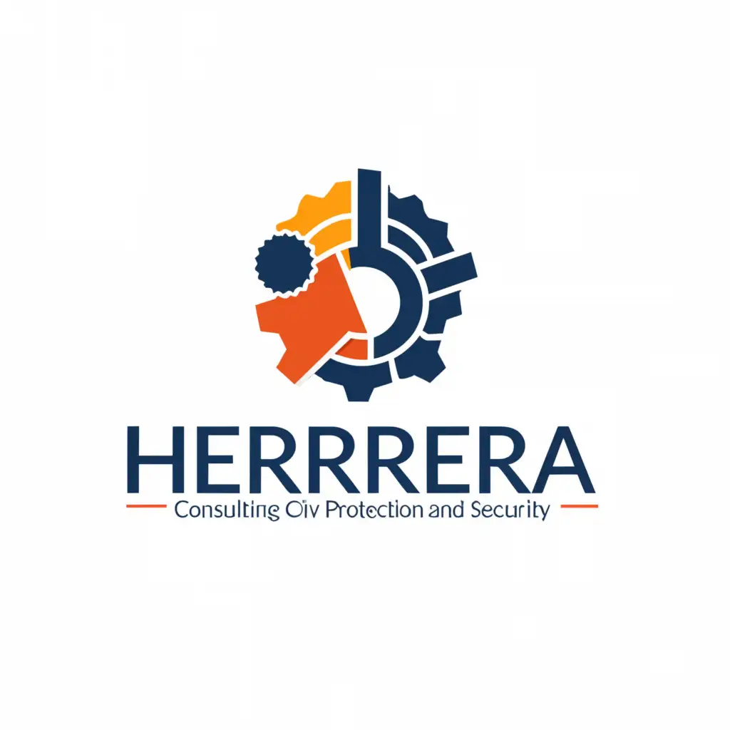 LOGO-Design-for-Herrera-Civil-Protection-Security-Consulting-Global-Vision-with-Worker-and-Gear-Motif