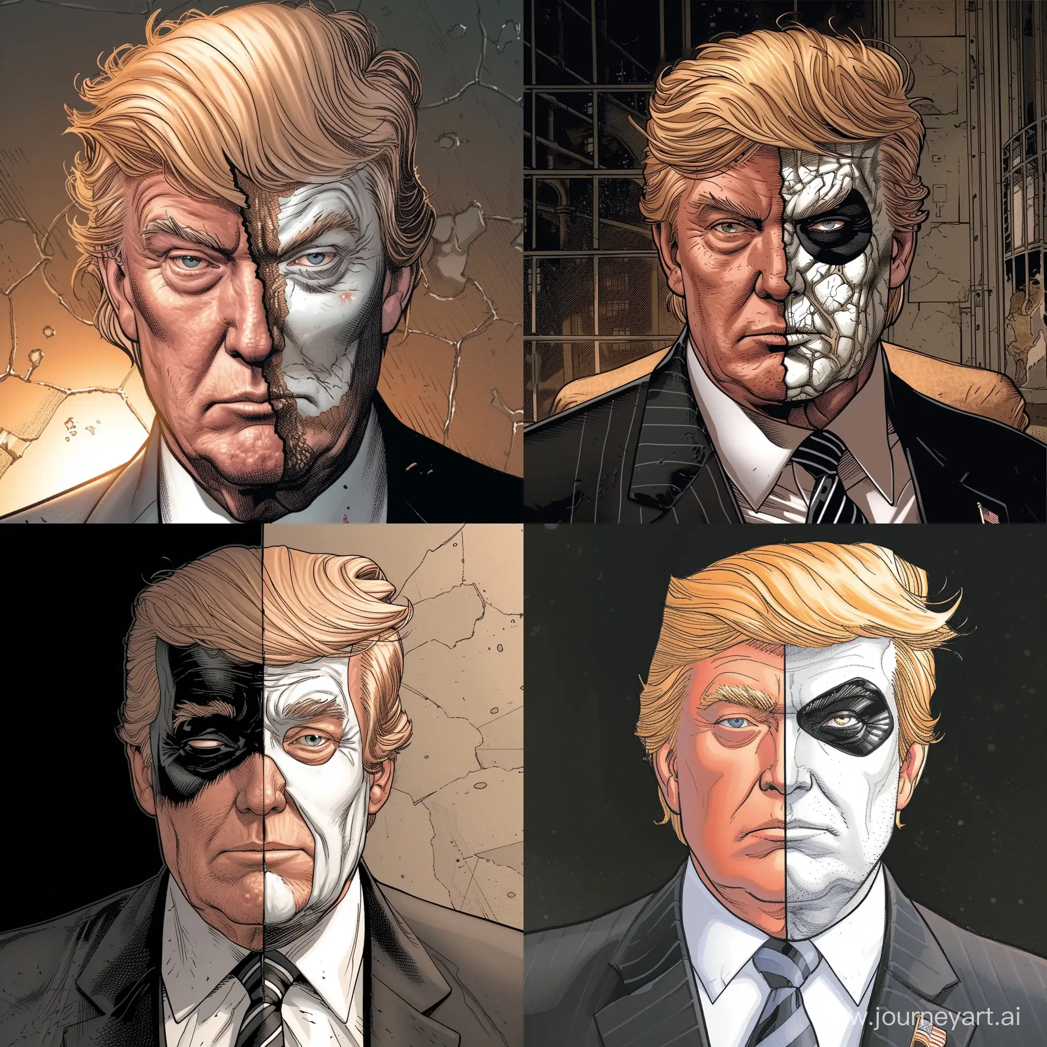 Donald Trump as DC Comic Harvey Dent Two-Face