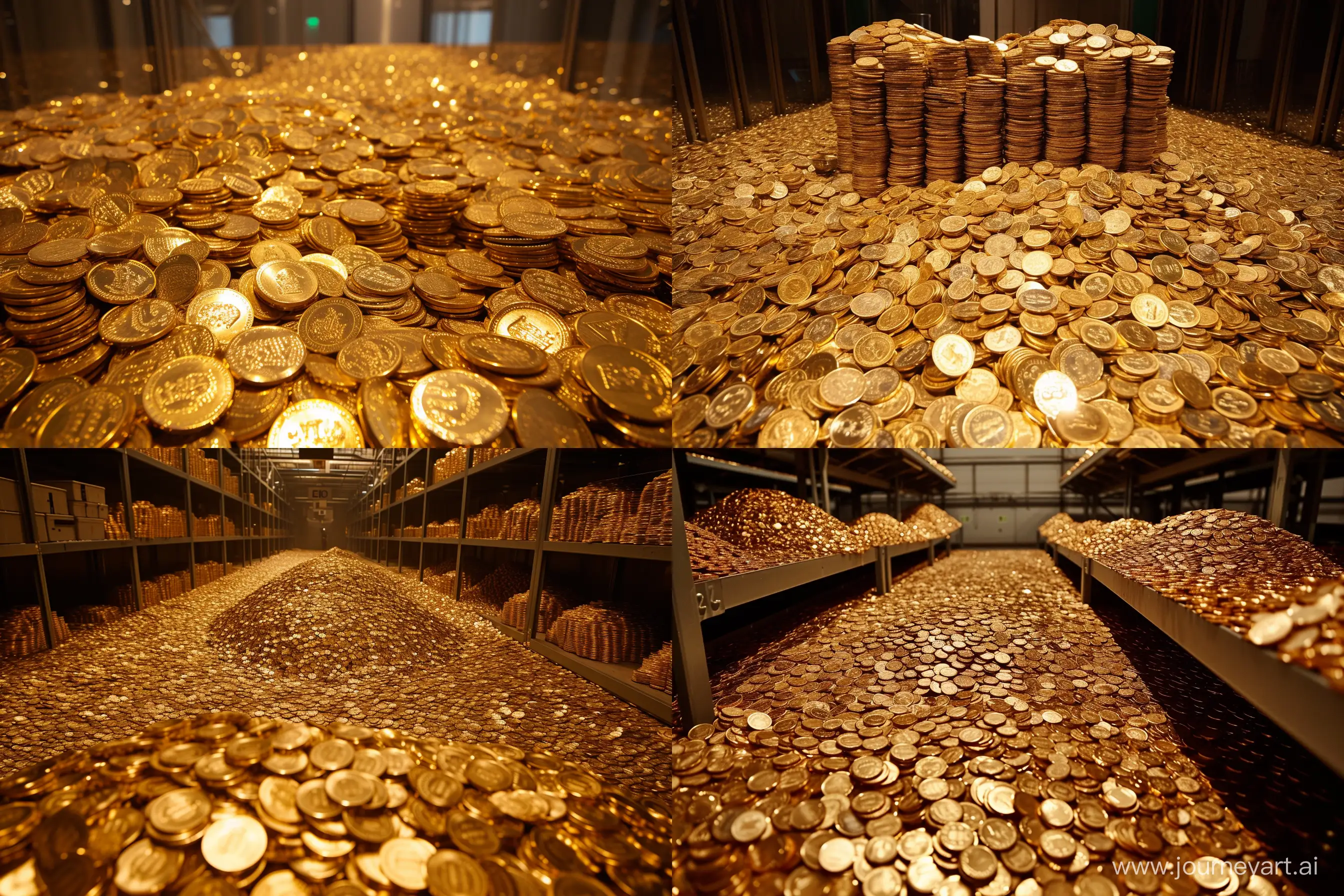 an endless vault of gold coins, overflowing in large piles --aspect 3:2 --v 6.0 --style raw