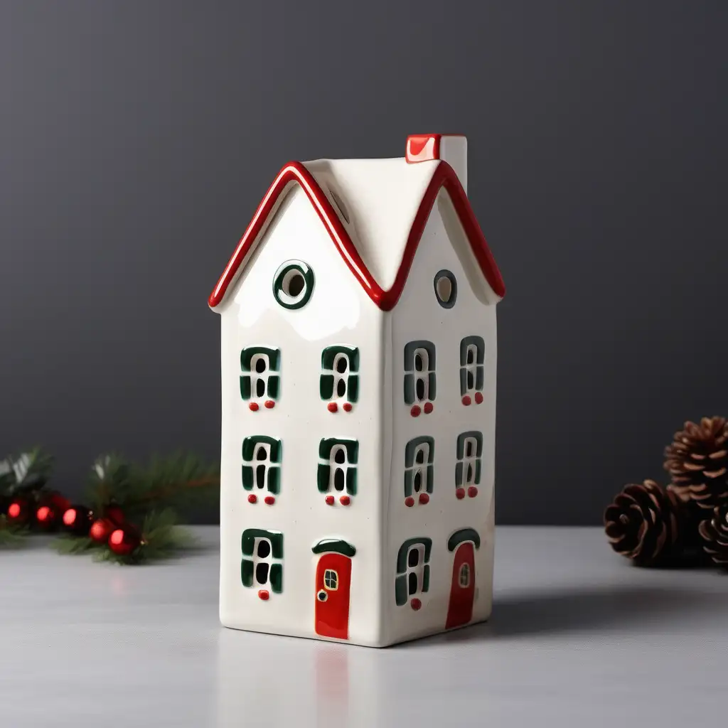 Charming Christmas Ceramics Elegant Square Tall House Decor