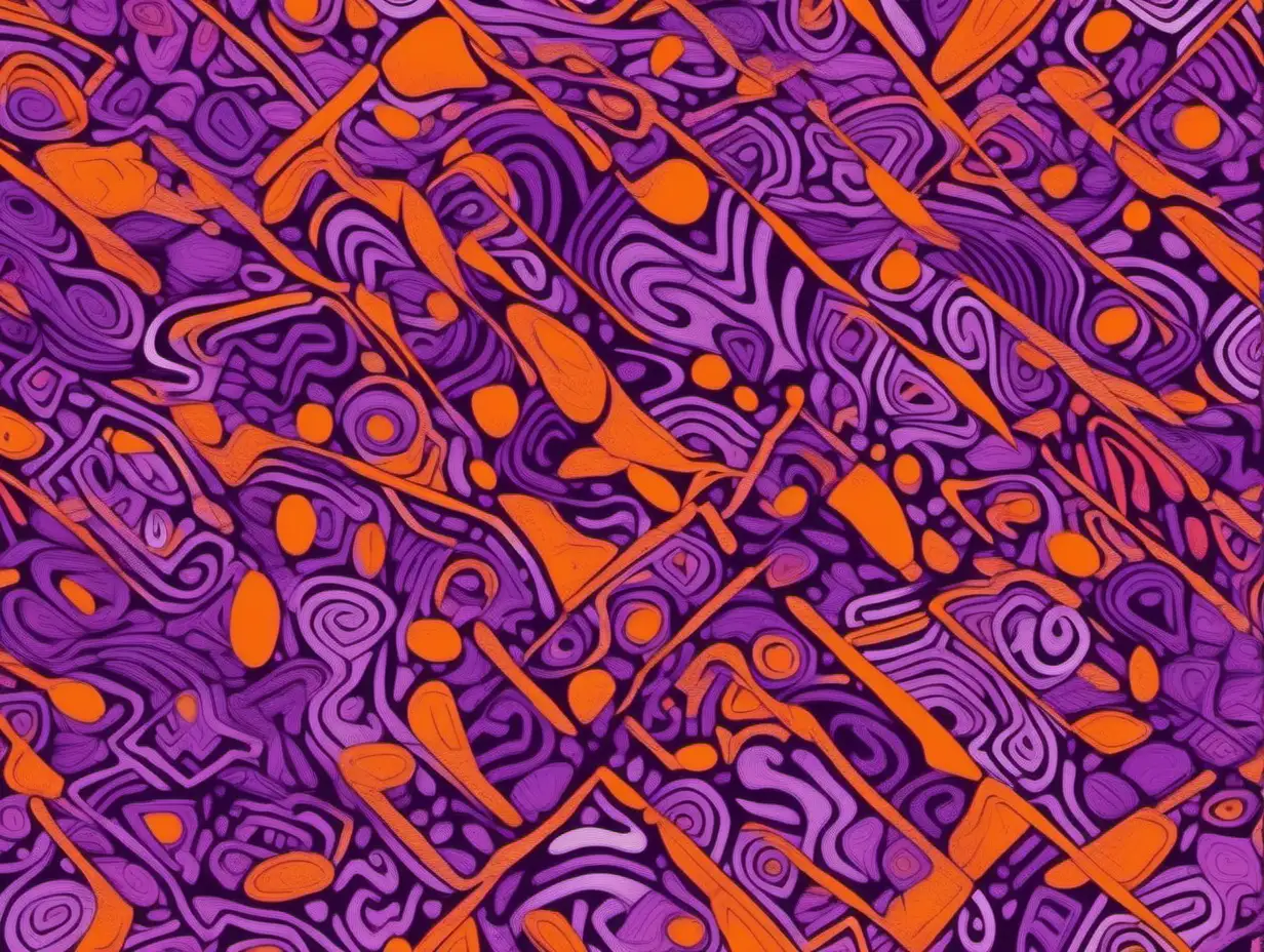 Abstract Pattern in Purple and Orange Colors Irregular Mix