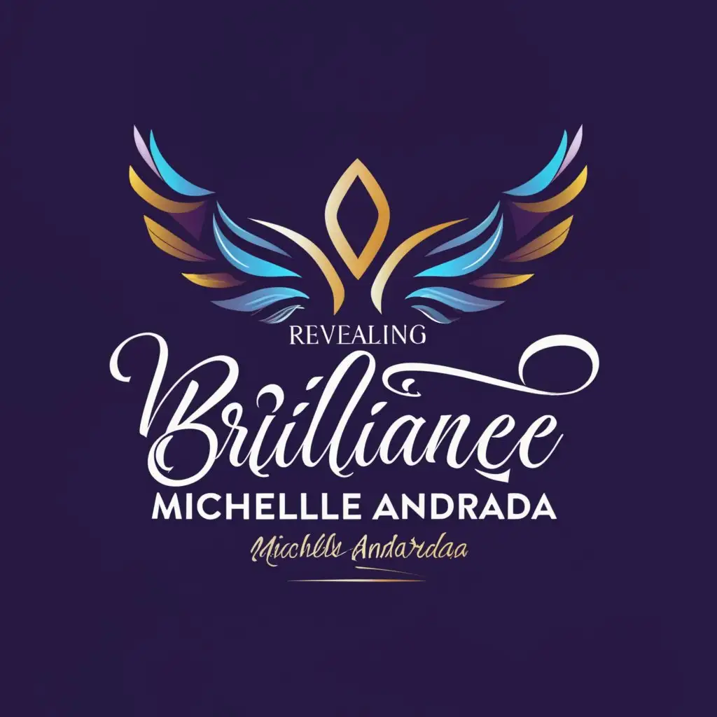 Logo-Design-For-Revealing-Your-Brilliance-with-Michelle-Andrada-Angelic-Wings-and-Halo-in-Royal-Blue-and-Purple