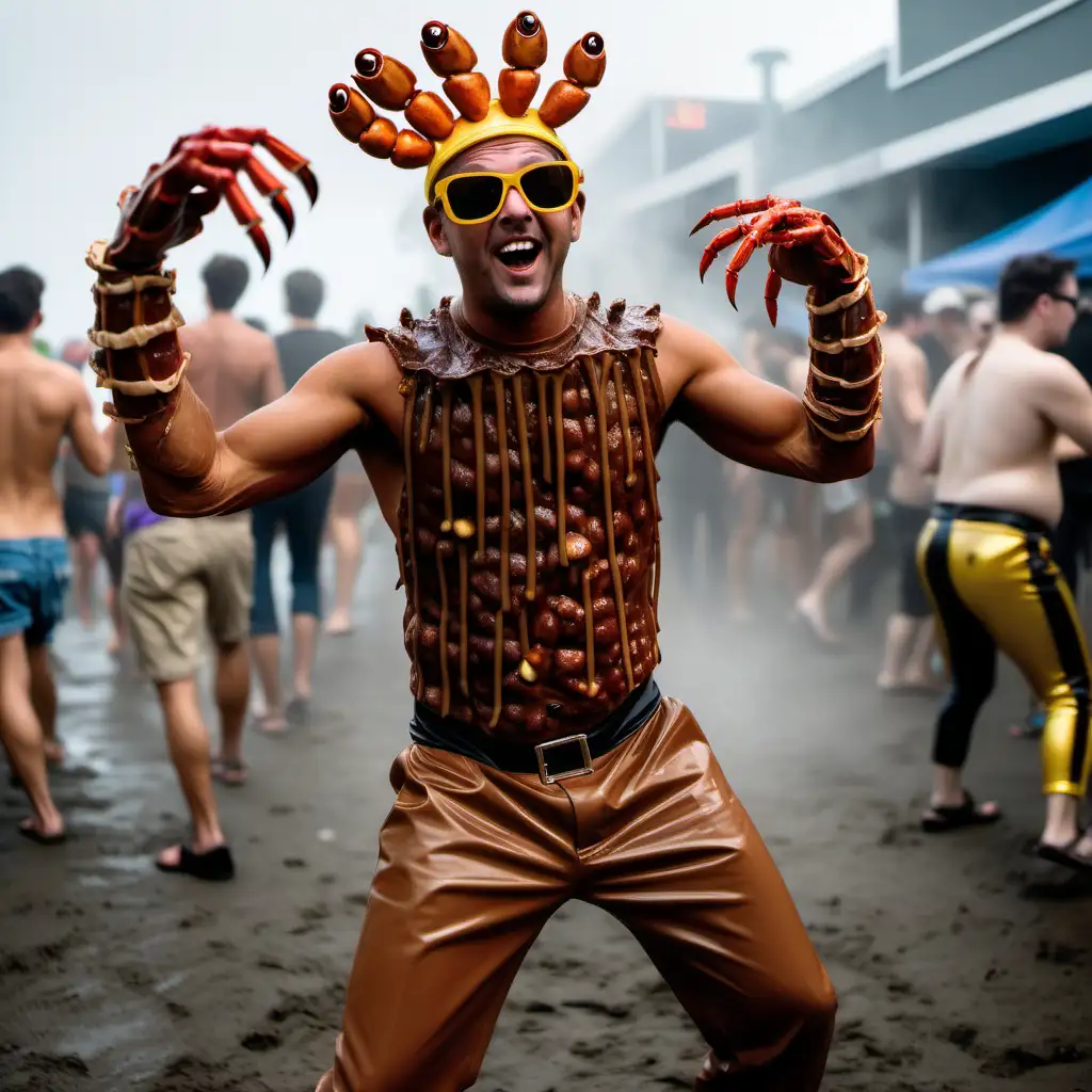 Ecstatic Heath Bar Man Dances with Crabs at Rave Party