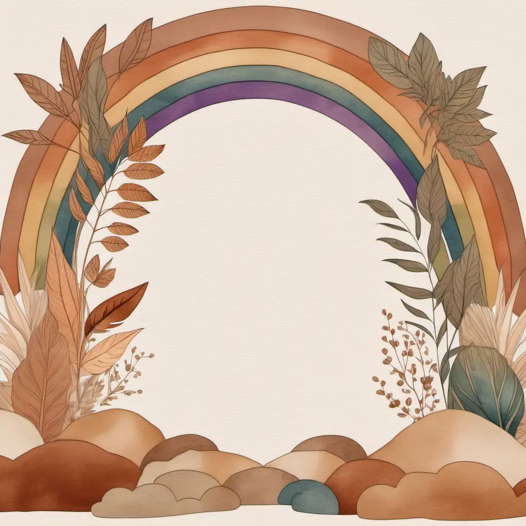 Boho Rainbow PNG in Earthy Tones and Warm Neutrals
