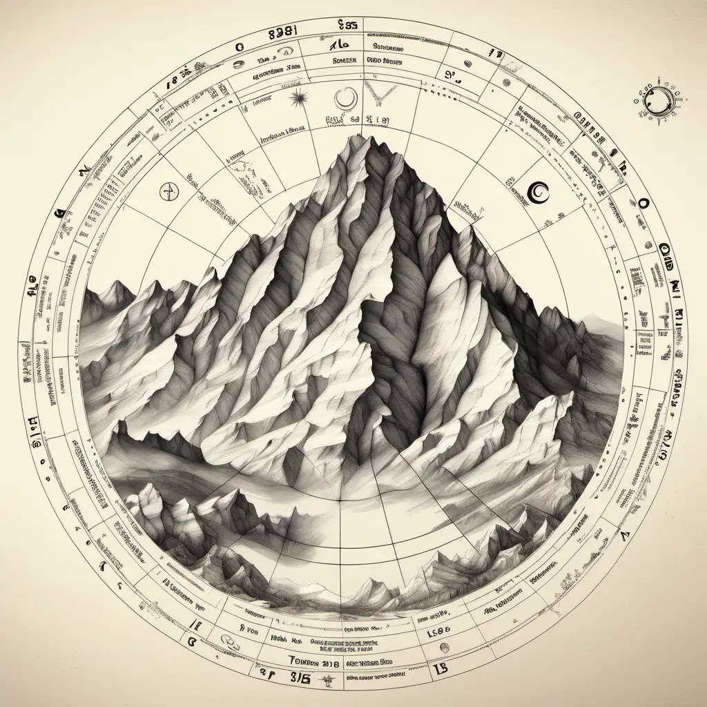 astrology mountain information page on pure white paper 