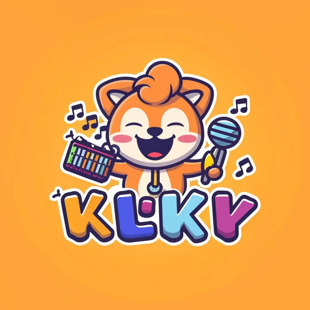 a logo design,with the text "Kiki Tunes", main symbol:funny and cute cartoon animal ; music instruments ; mike ; vibrant colors,Moderate,clear background