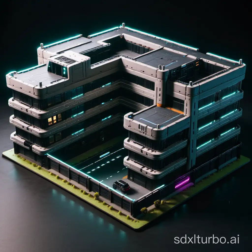 Futuristic-Cyberpunk-Cityscape-with-Flat-Wall-Buildings
