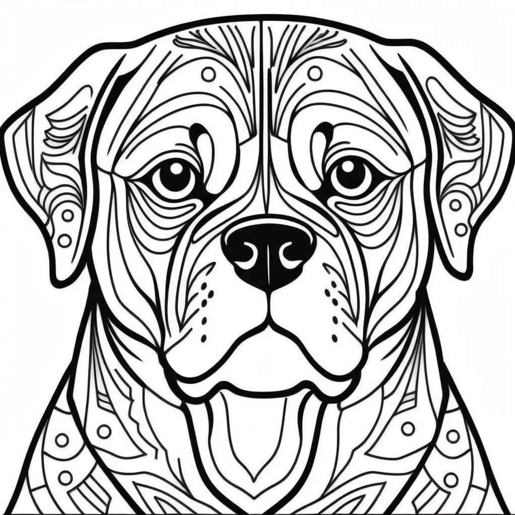 an abstract representation of a Rottweiler coloring page