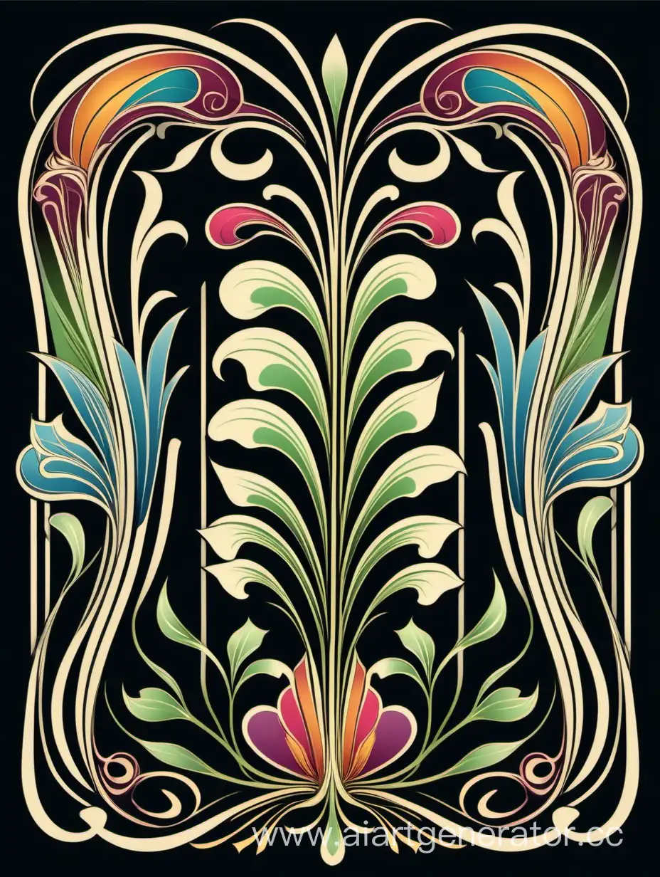Art-Nouveau-Multicolor-Ornamental-Graphic-Accents-Vintage-Vector-Illustration