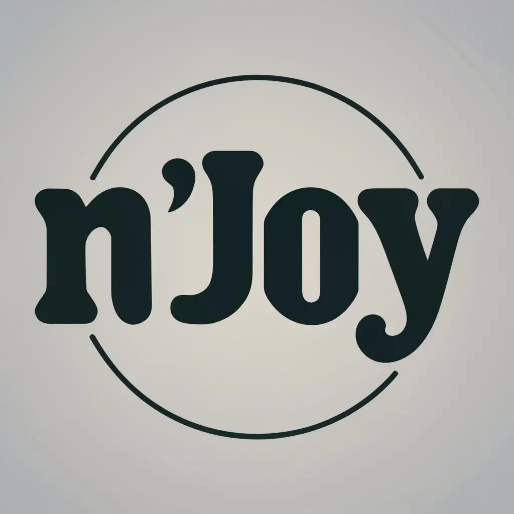 logo, square and round white background, with the text "N'JOY", typography