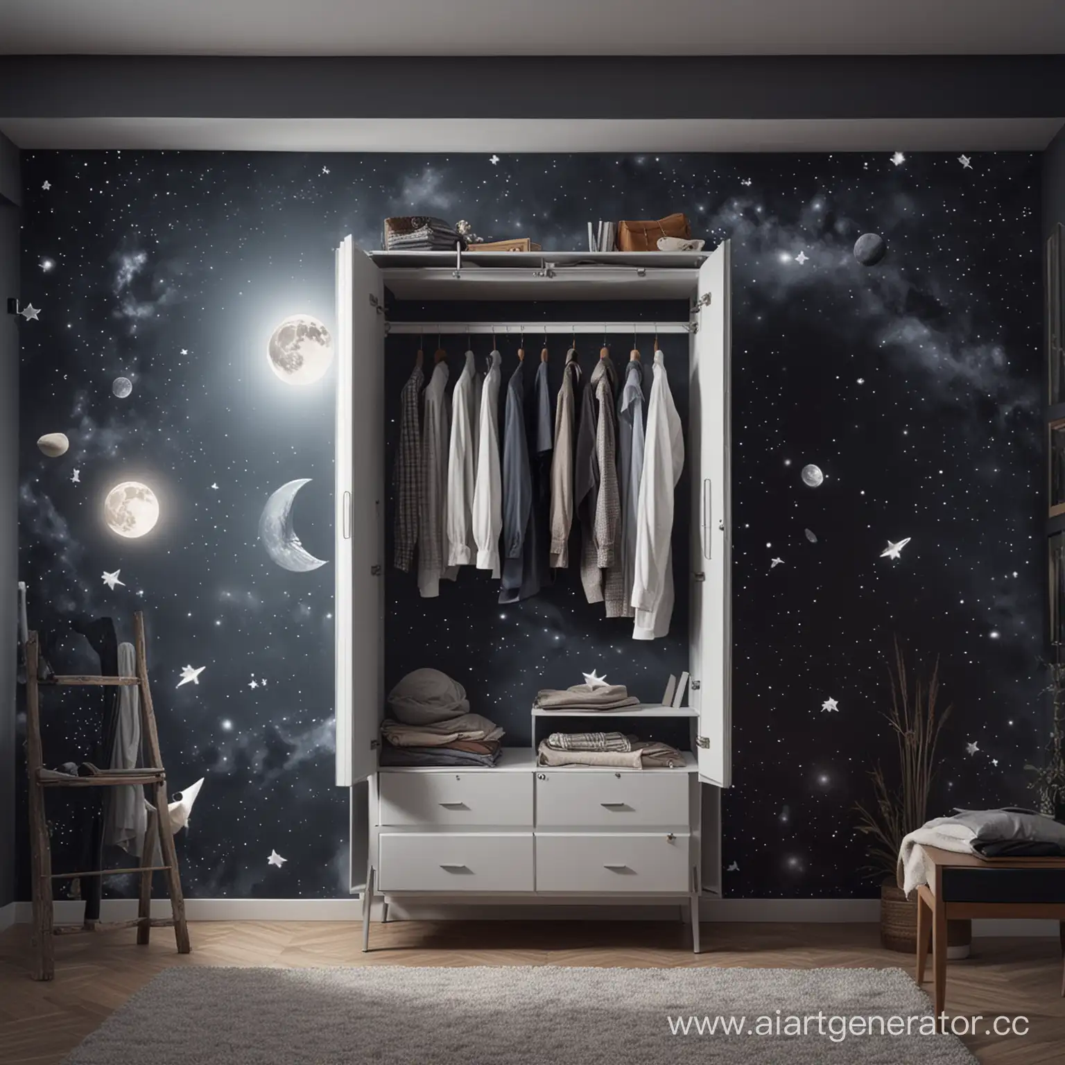 Flying-Wardrobe-in-Open-Space-with-Moon-and-Planets