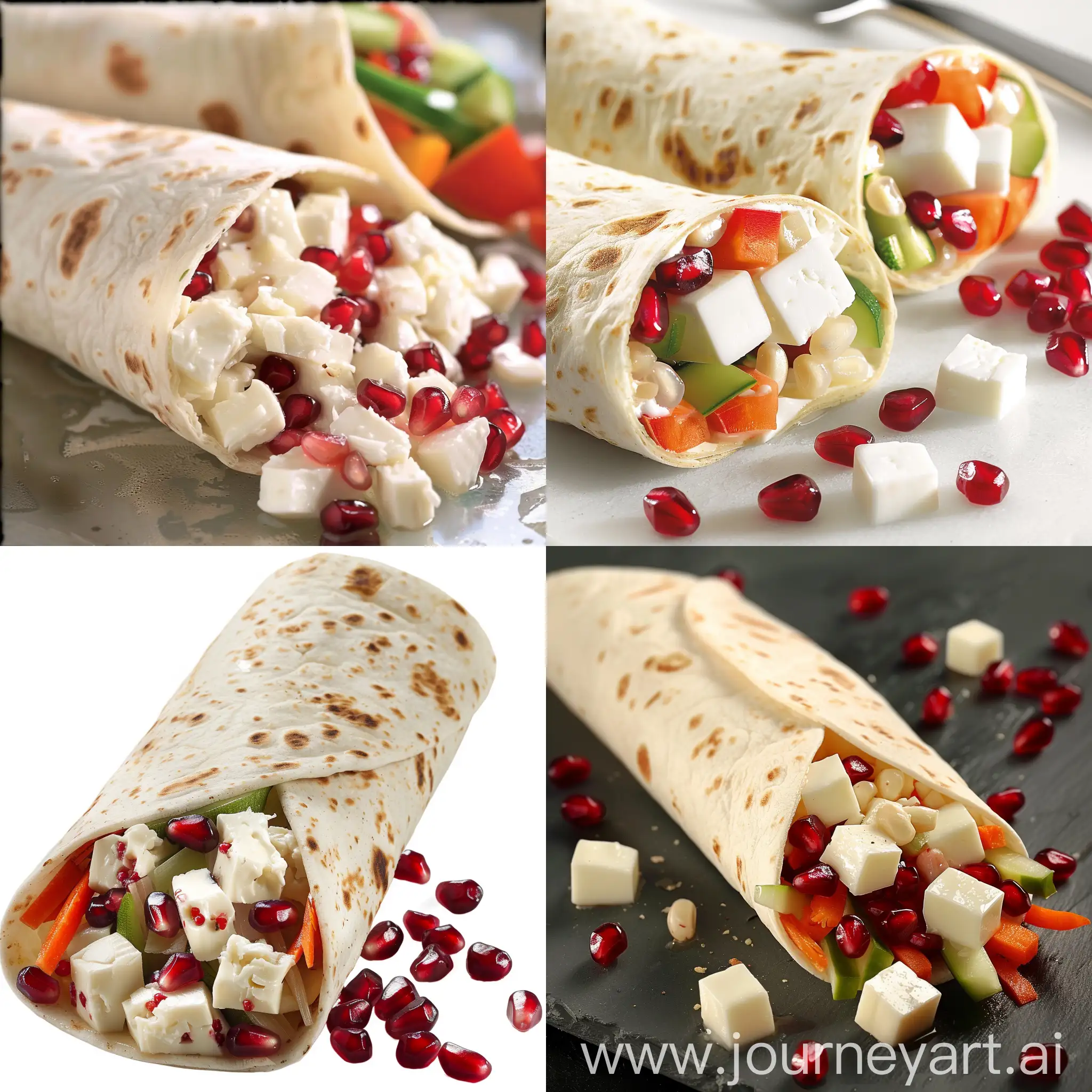 Fresh-White-Cheese-Wrap-with-Pomegranate-Seeds-and-Vegetables