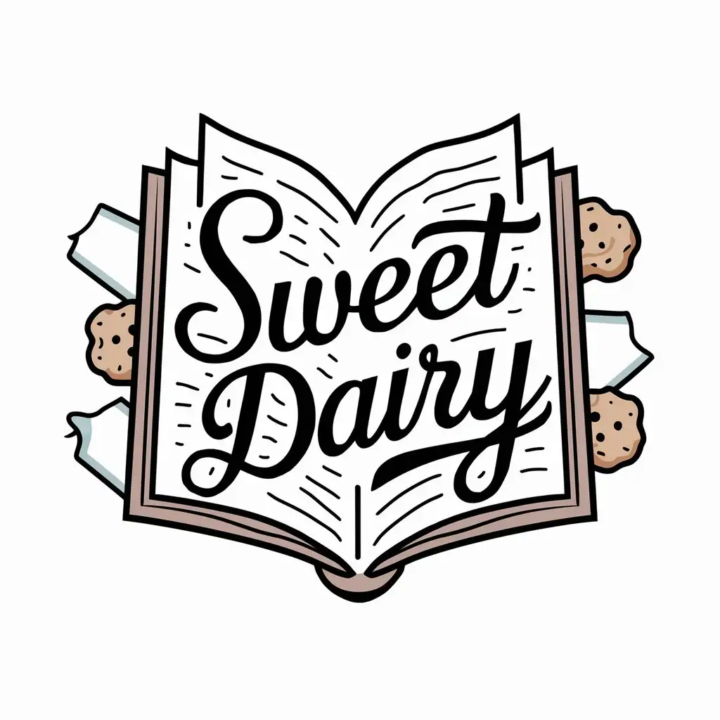 Make logo in which a book is open and write "sweet dairy" in those page