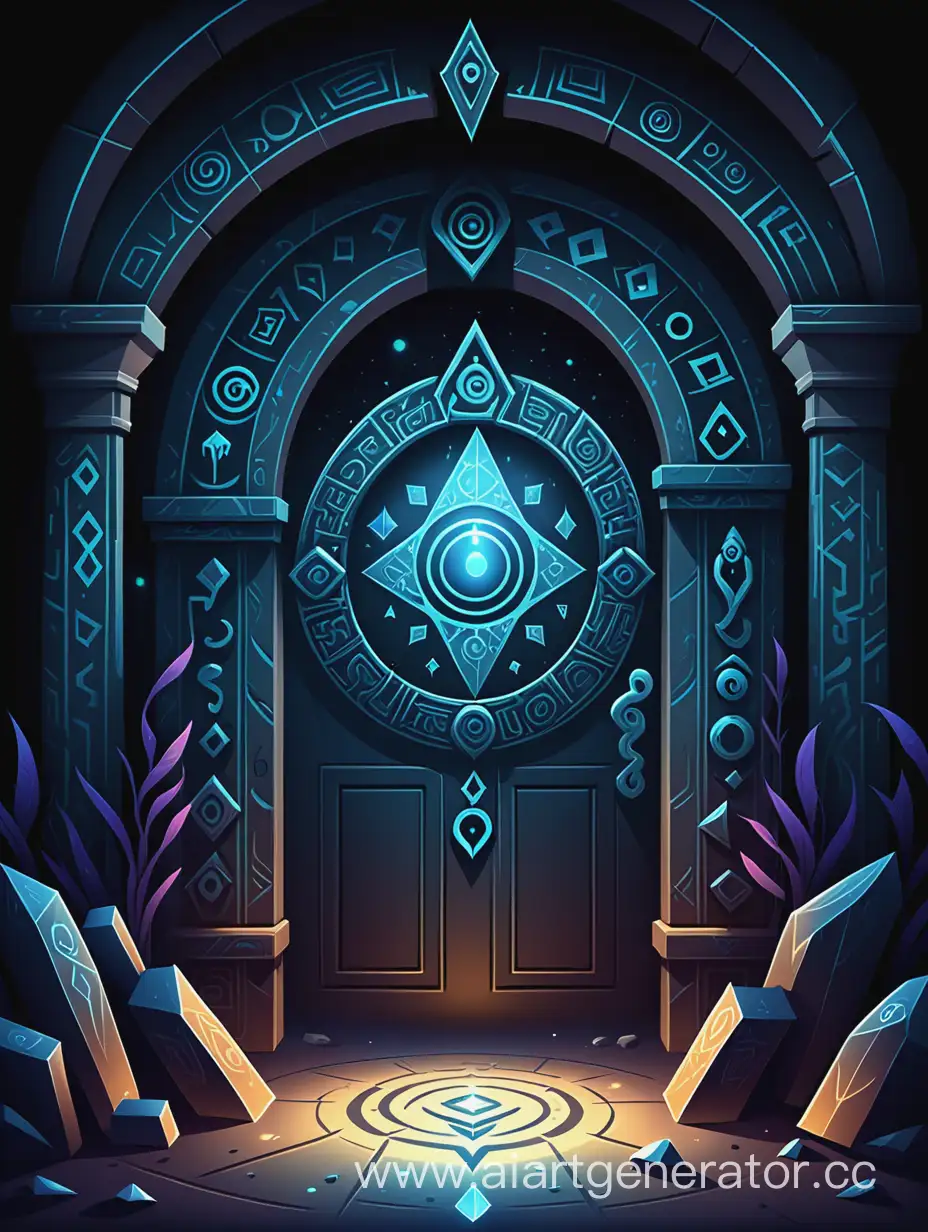 "Craft a captivating cover art that centers around the entrance to the secret chamber, adorned with mystical symbols. Inside the chamber, showcase the crystalline ancient artifact. Infuse an aura of mystery and wonder, inviting readers into a world of shadows and hidden truths. Vector art, Ultra HD.