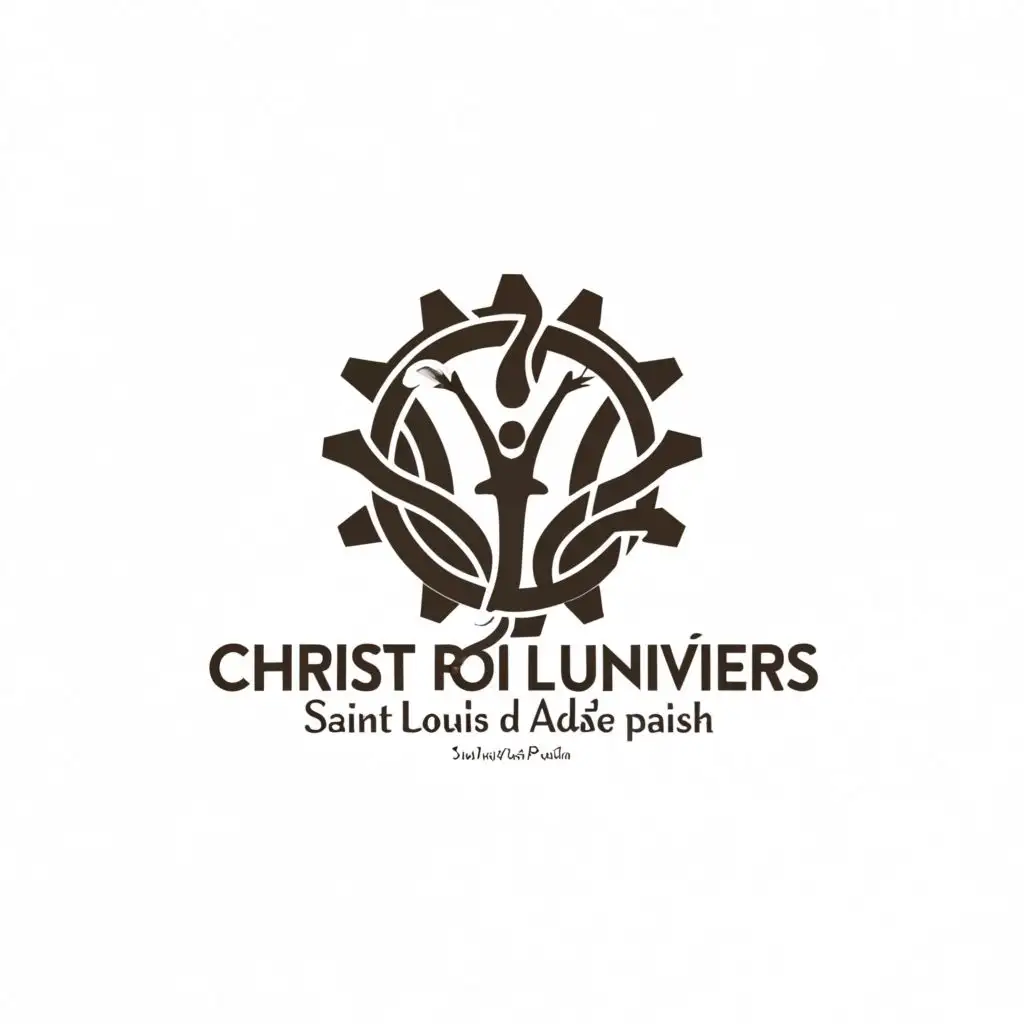 a logo design,with the text "CHRIST ROI DE L'UNIVERS ARTISTIC TROUPE SAINT LOUIS D'ADIAKÉ PARISH ", main symbol:Art ,Moderate,be used in Entertainment industry,clear background
