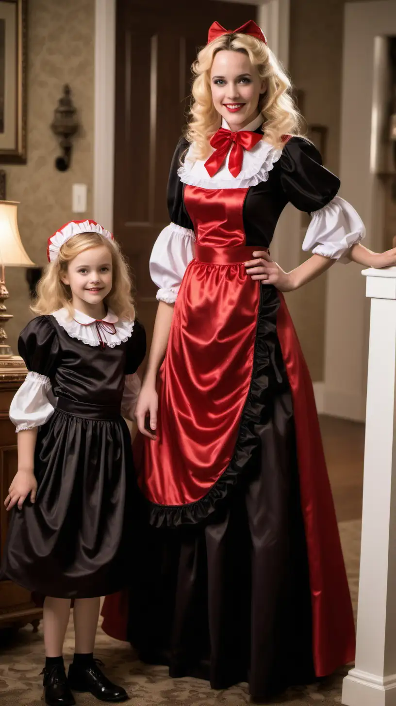 Elegant Retro Victorian Maid and MotherDaughter Fashion Affair