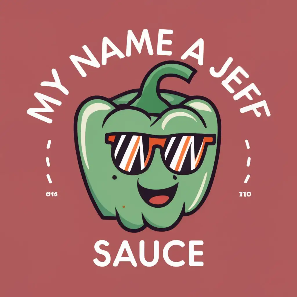 logo, pepper, with the text "my name a jeff sauce", typography