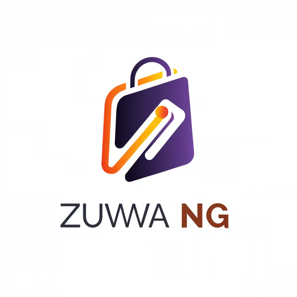 a logo design,with the text "zuwa ng", main symbol:a shopping bag and phone,complex,be used in Technology industry,clear background