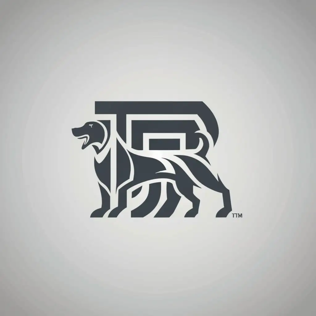 a logo design,with the text "R", main symbol:Rottweiler ,complex,clear background