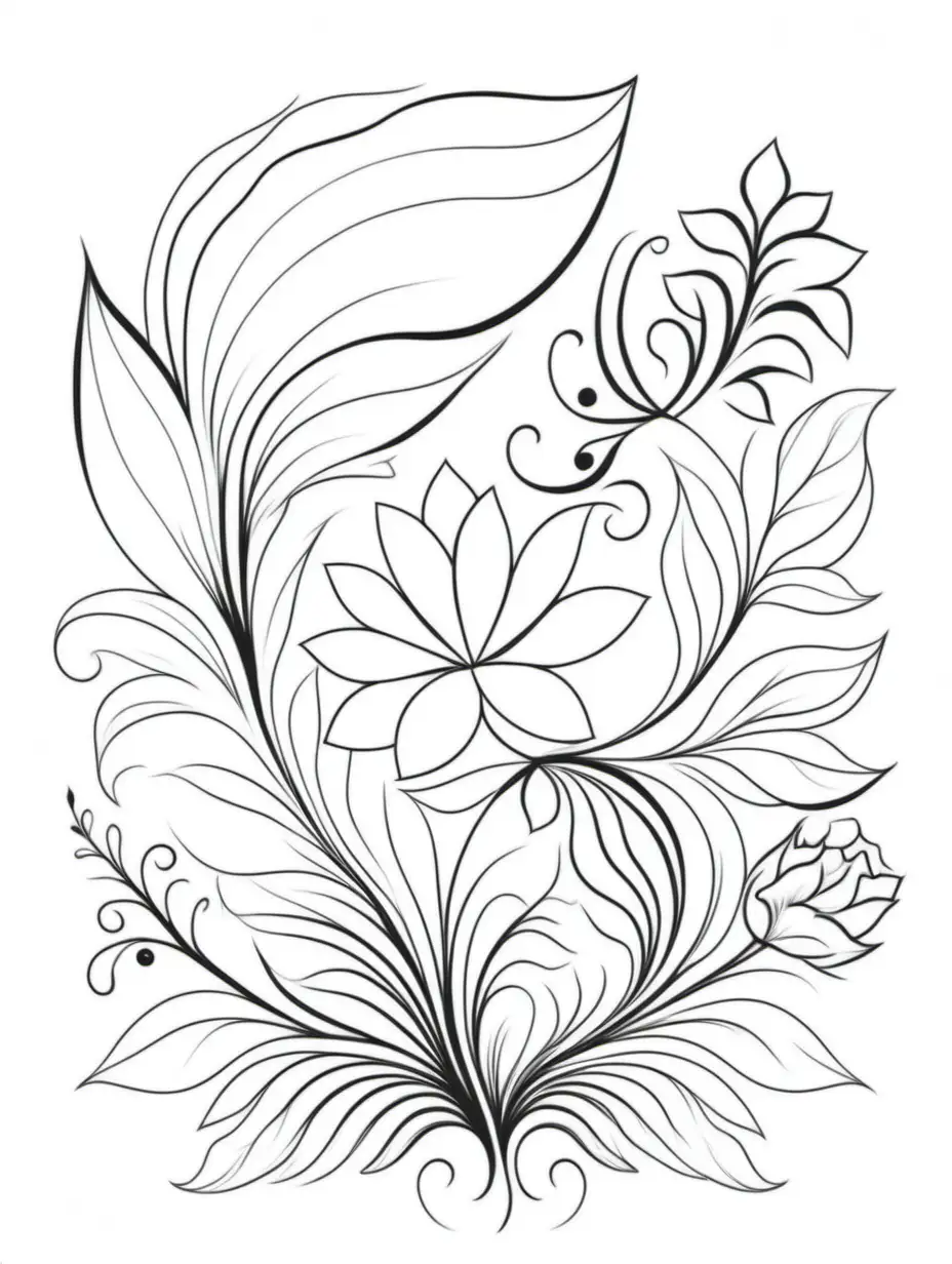 Minimalist Floral Art Simplistic Black and White Coloring Page