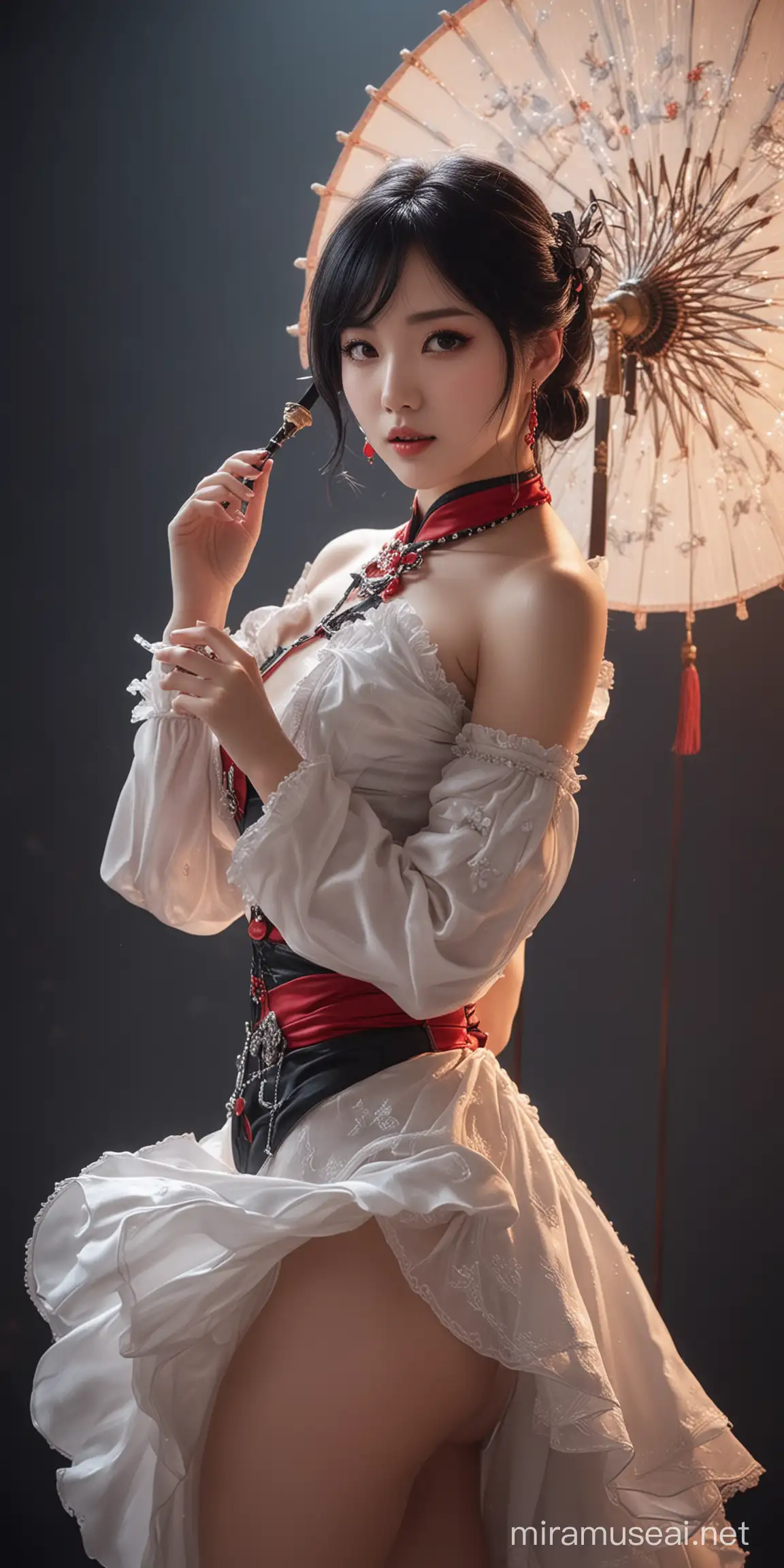 Sensual Gumiho Cabaret Realistic Idol Girl in Fantasy Isekai Setting