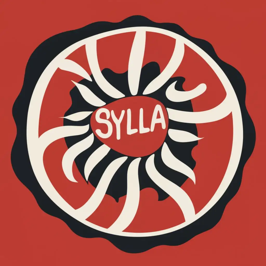 logo, A combination of red, white and black, with the text "Sylla", typography