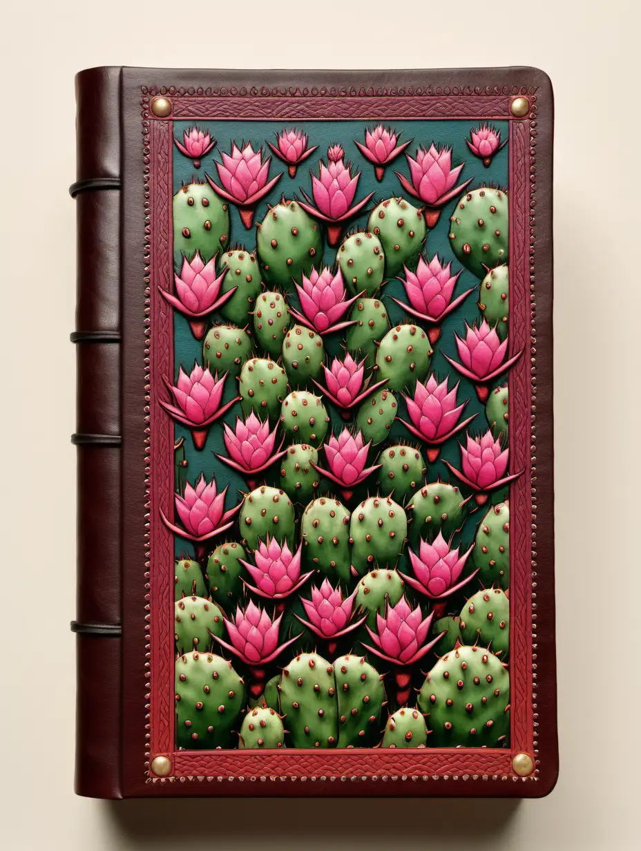 Blooming Prickly Pear Designs on LeatherBound Blank Book