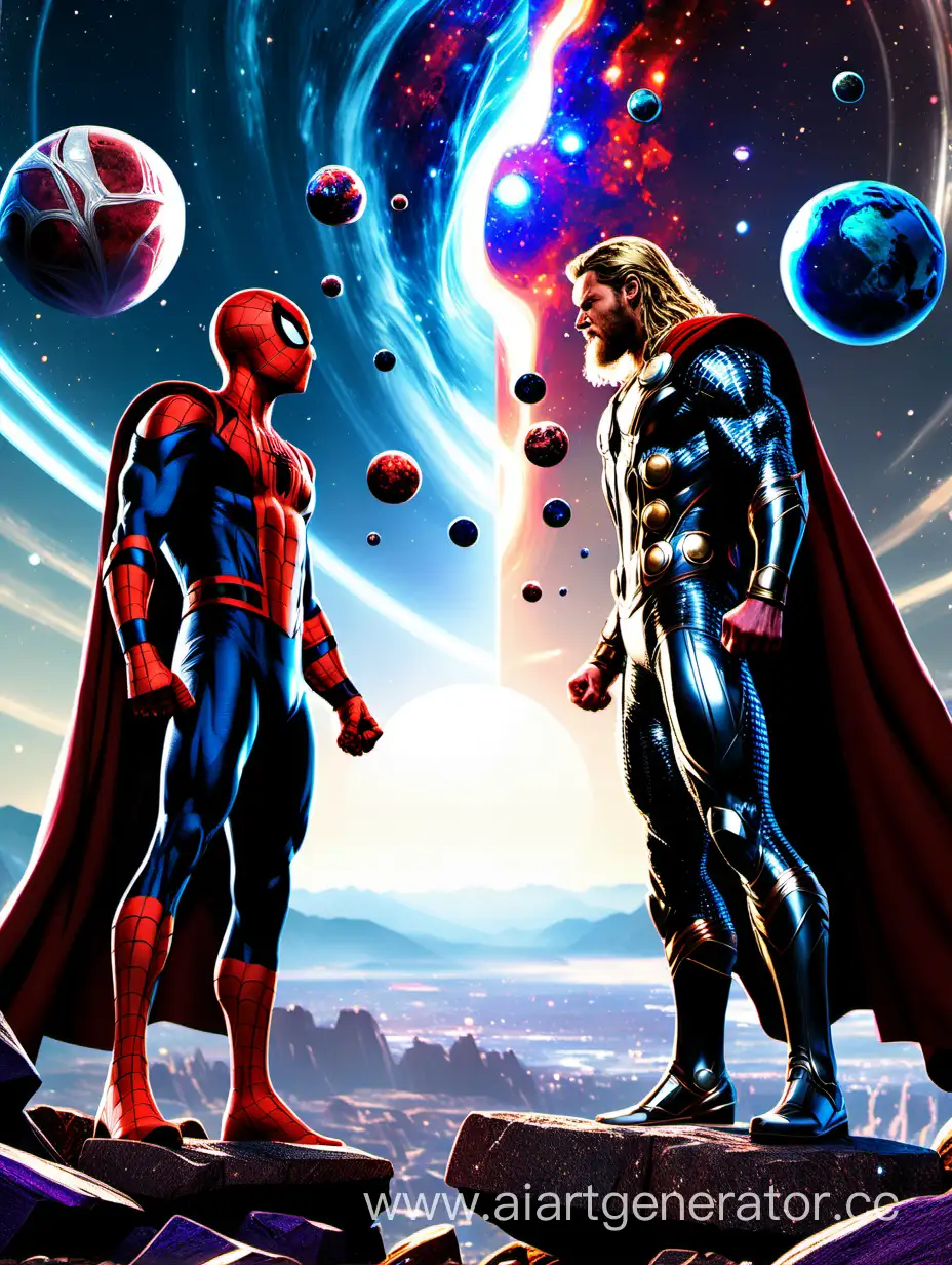 Superheroes-SpiderMan-and-Thor-Conquer-Cosmic-Terrain