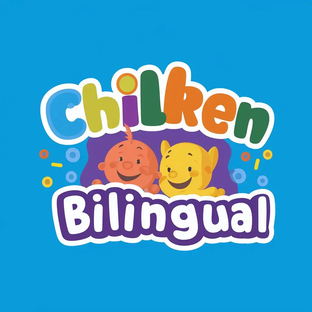 logo, animation for kids, with the text "children bilingual", typography