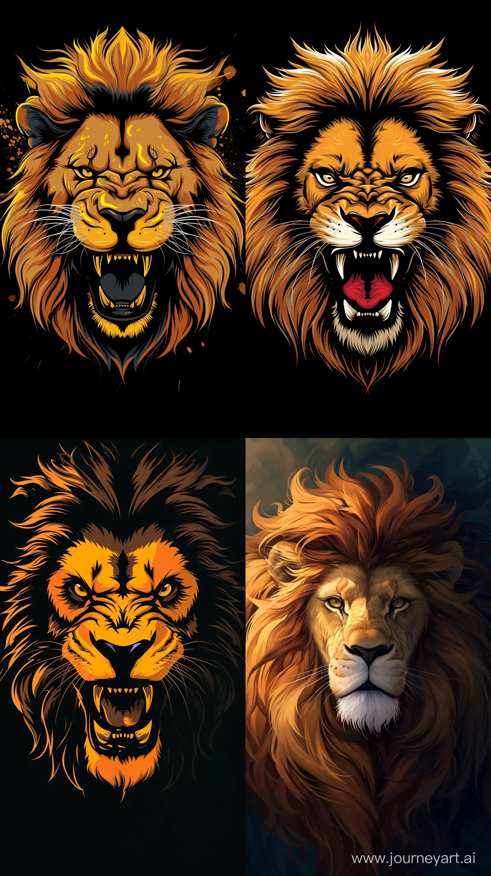 ferocious lion face, art style, wallpaper design, --ar 9:16