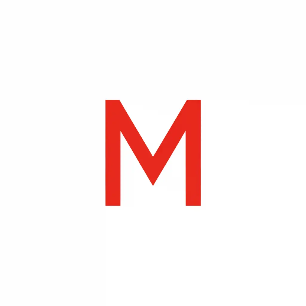 a logo design,with the text "M", main symbol:red,Minimalistic,clear background