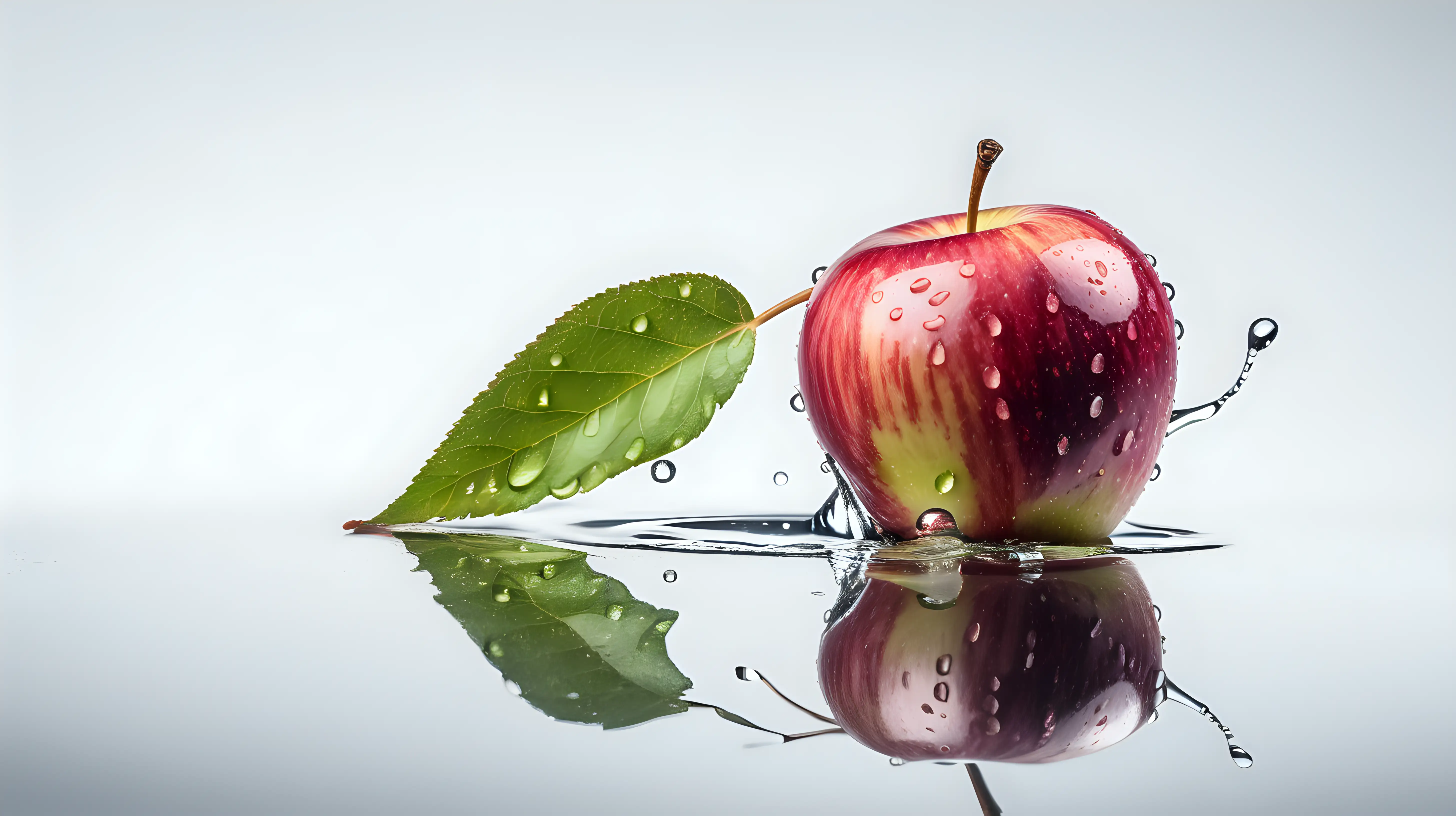 Single Apple with Water Droplets on White Background