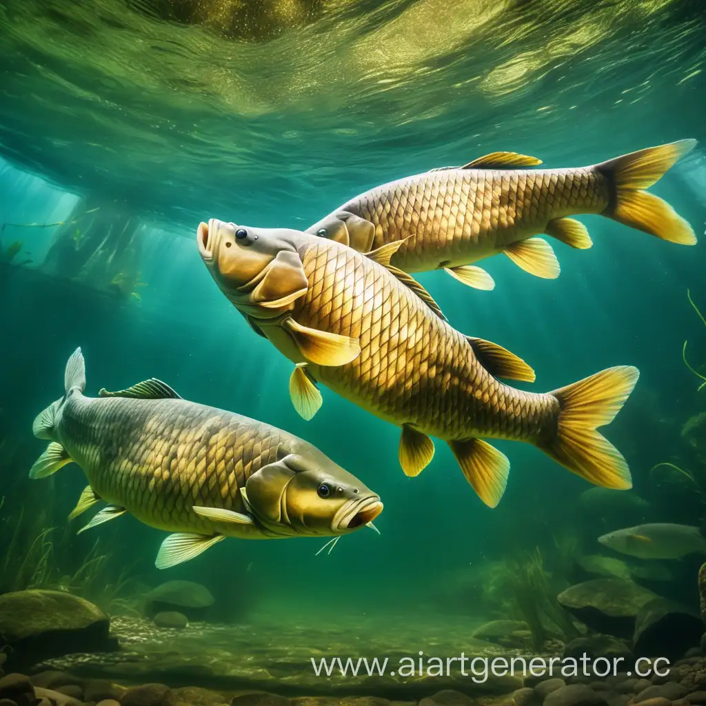 Underwater-Encounter-River-Carp-in-their-Natural-Habitat