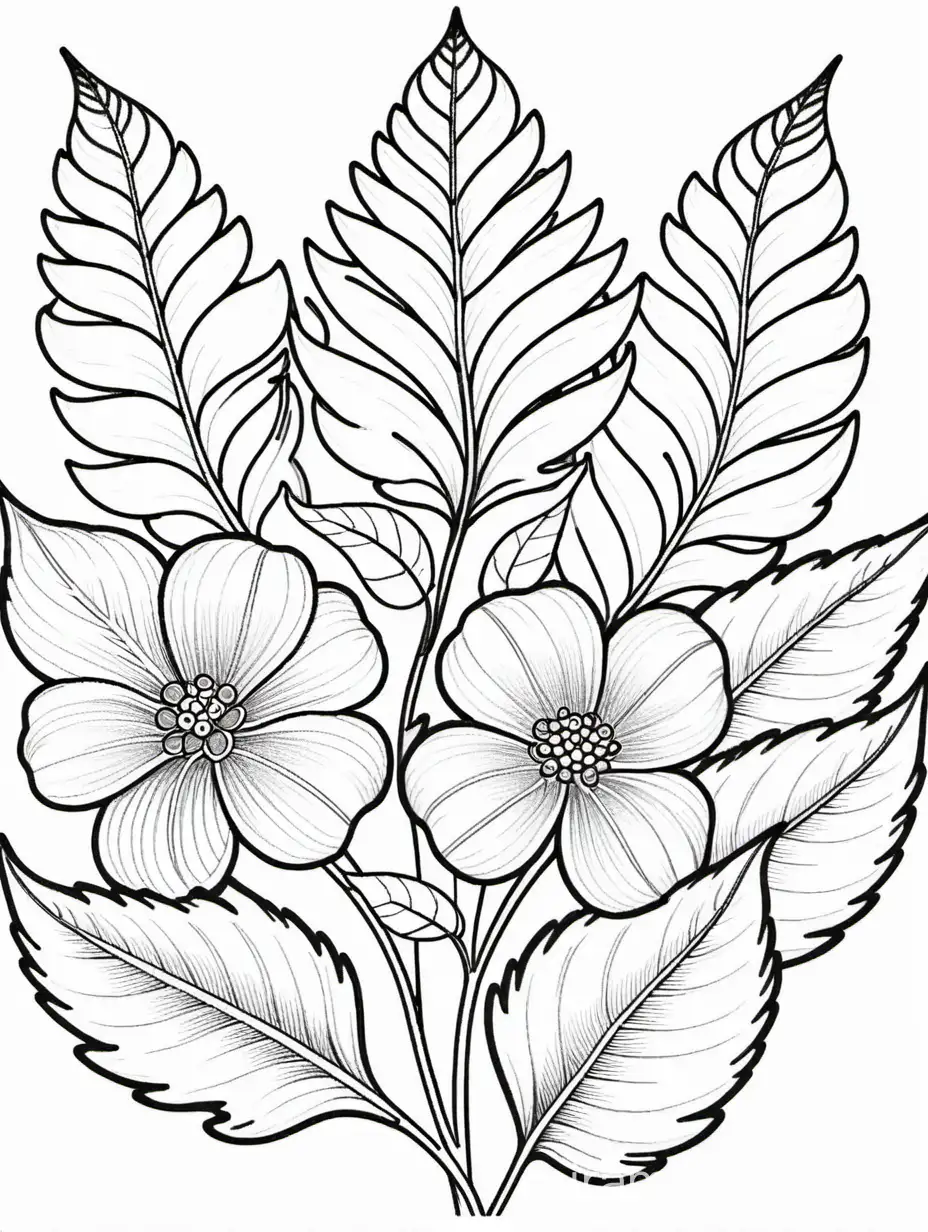 Detailed Coloring Image of Cempasuchil Flowers on White Background