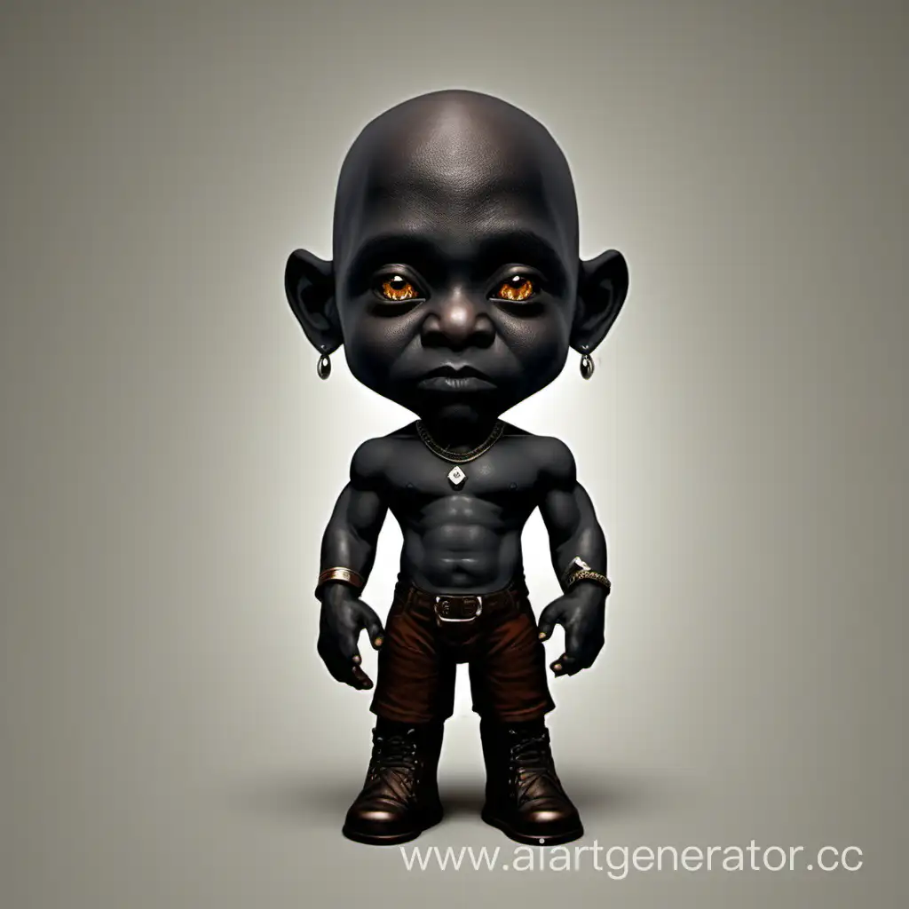 Black Dwarf Skinhead with Obsidian skin and Brown Eyes