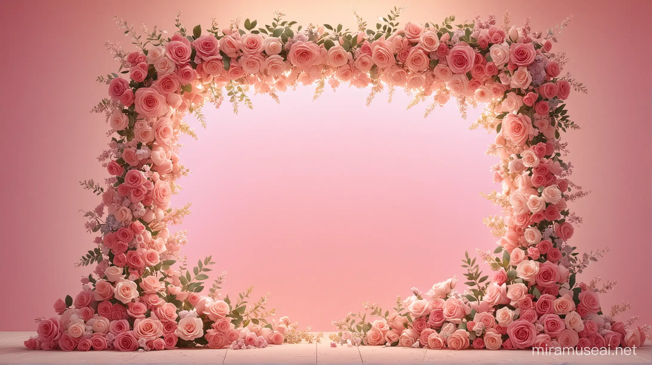 Elegant Pastel Flower Frame with Cinematic Lighting