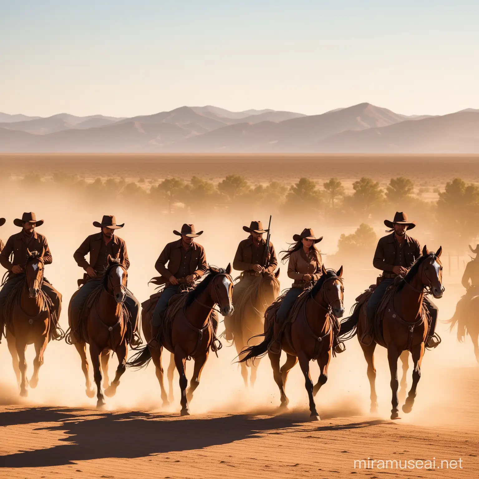 Cowboy Riding Horse on Western Prairie