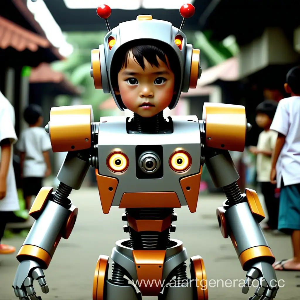 Indonesian-Child-Transforming-with-Robot-Costume