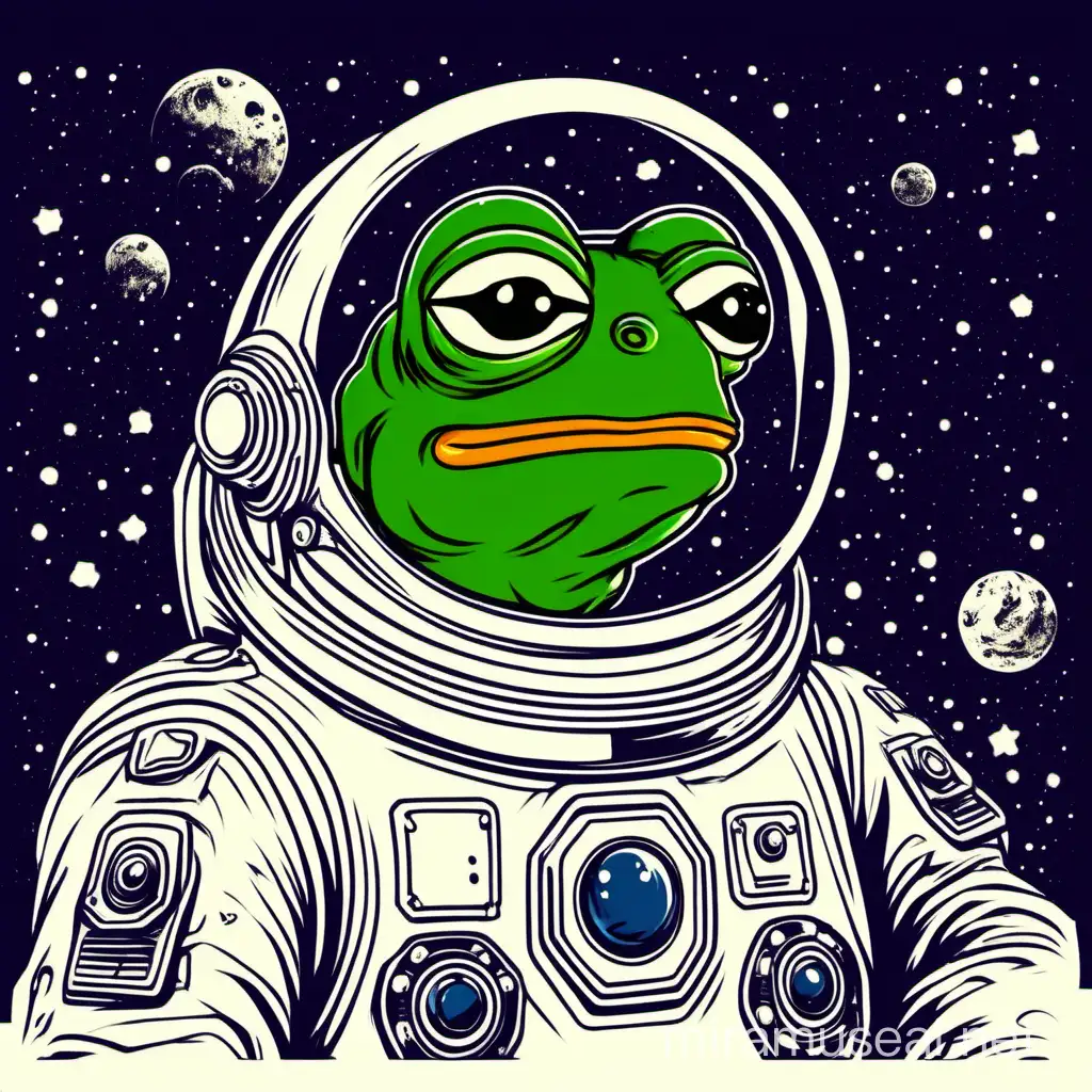 Space Pepe Simple Style and Vibrant Colors