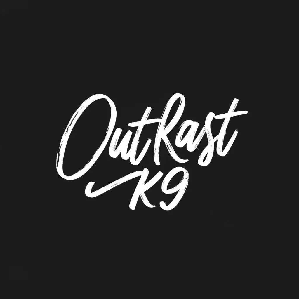 logo, a signature logo for "OUTKAST K9" USING permanent marker font.
let the letter  K in outkast be big, with the text "OUTKAST K9", typography