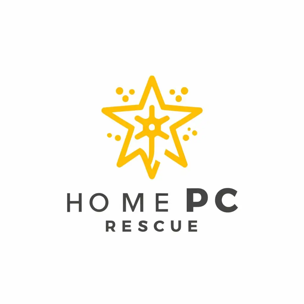 a logo design,with the text "Home pc rescue", main symbol:star a sun,Moderate,be used in Technology industry,clear background