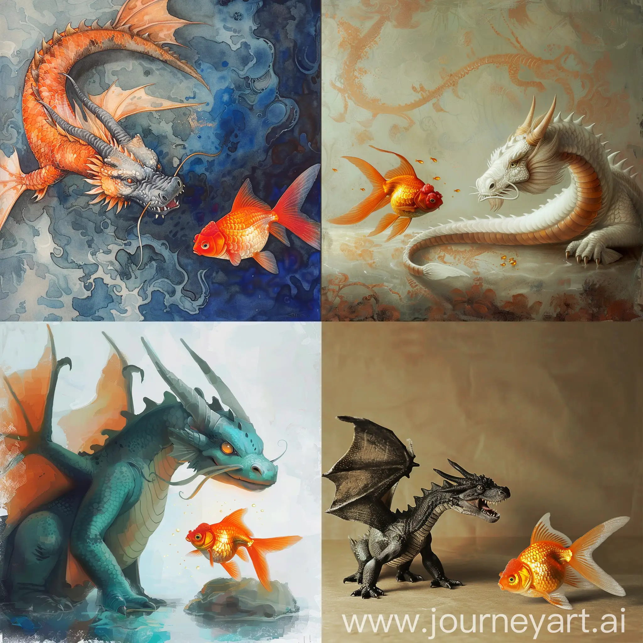 Epic-Battle-Brave-Warrior-Conquers-Enormous-Dragon-Overlooking-Tiny-Goldfish