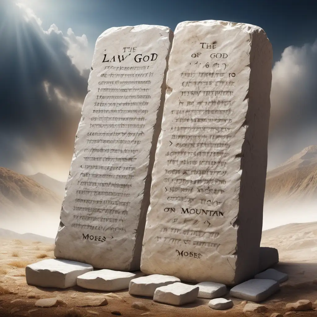 La ley de Dios los diez en las tablillas que le dio Dios a Moises sobre el monte las tablillas de de piedra se ven claras pero con una escritura que no entendemos