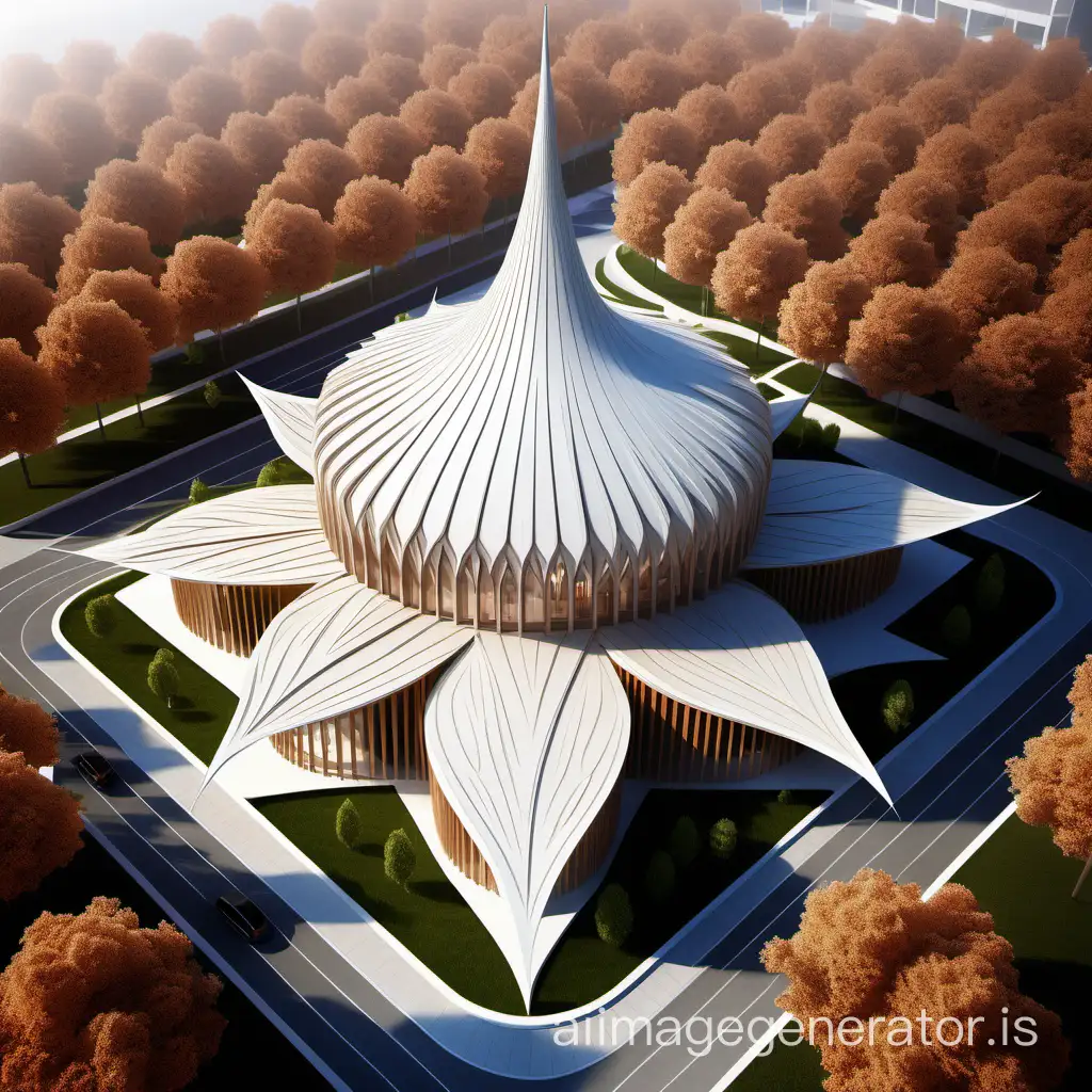 concept is  maple tree leaf mosque design exterior