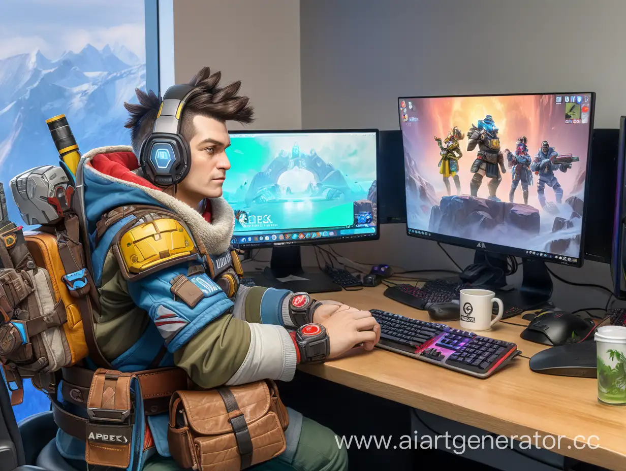 Дядя Женя играет в Apex Legends играет и в DOTA в компьютерном клубе